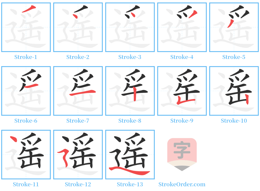 遥 Stroke Order Diagrams