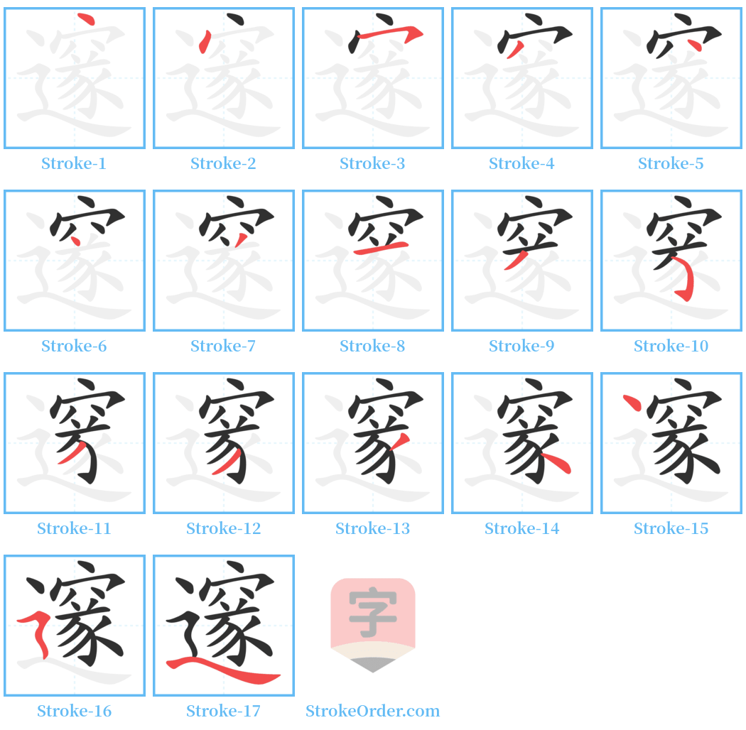 邃 Stroke Order Diagrams