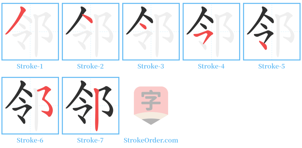 邻 Stroke Order Diagrams