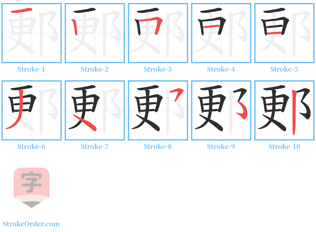 郠 Stroke Order Diagrams