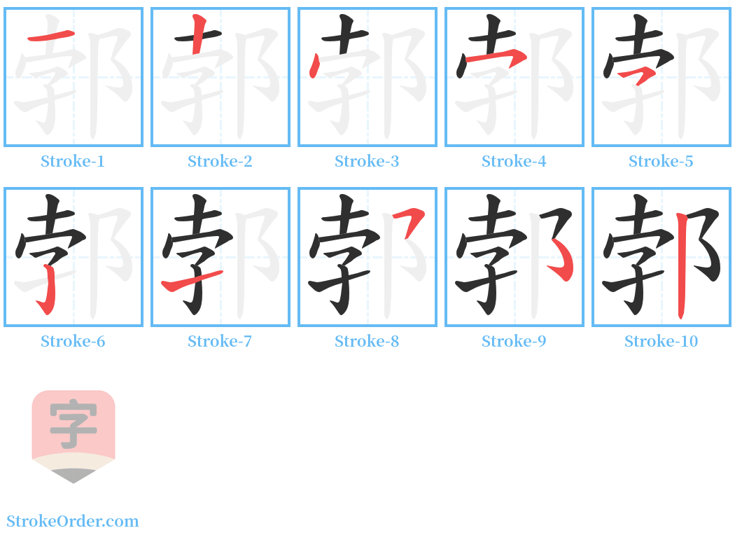 郣 Stroke Order Diagrams