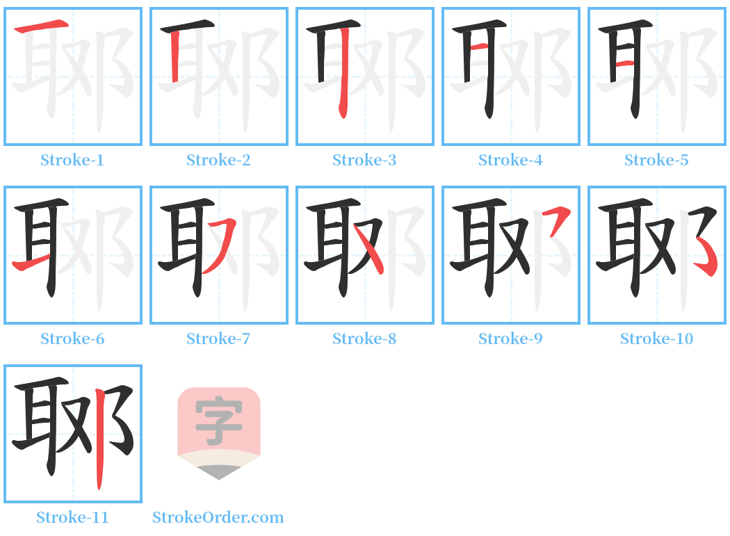 郰 Stroke Order Diagrams