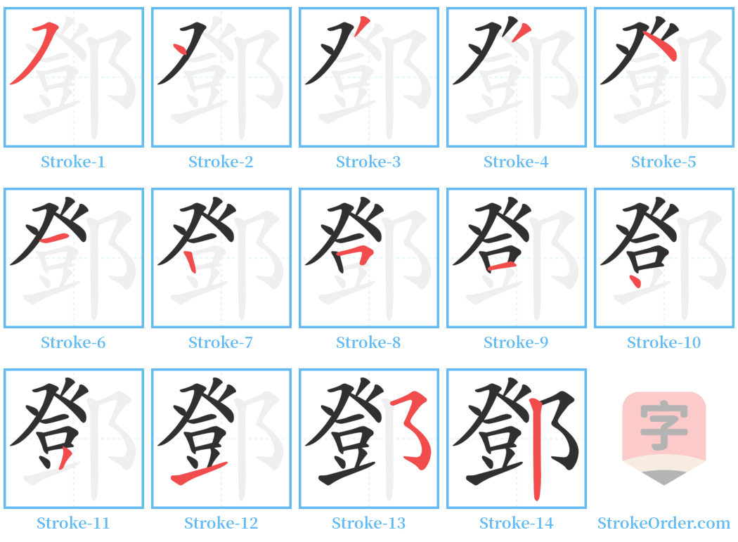 鄧 Stroke Order Diagrams