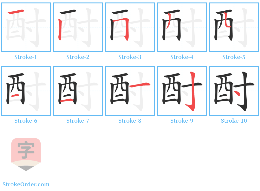 酎 Stroke Order Diagrams