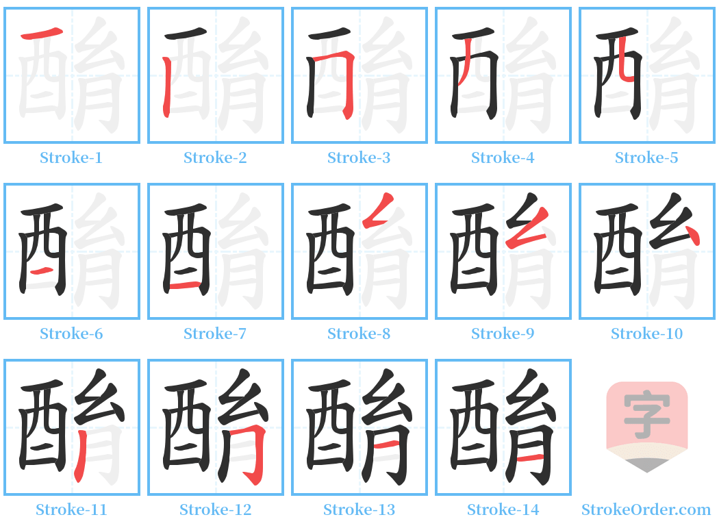 酳 Stroke Order Diagrams