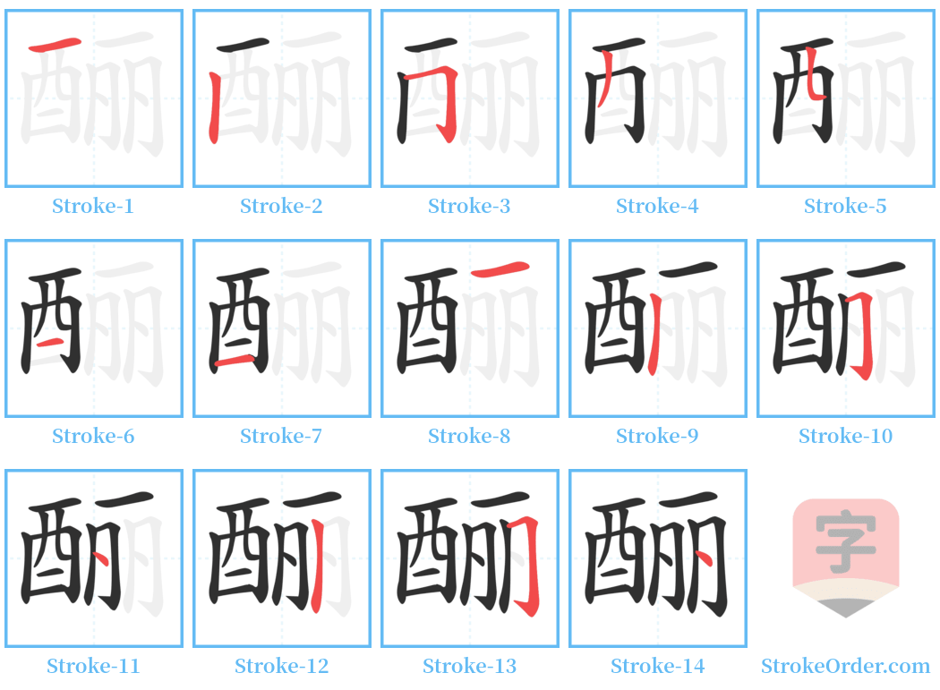 酾 Stroke Order Diagrams