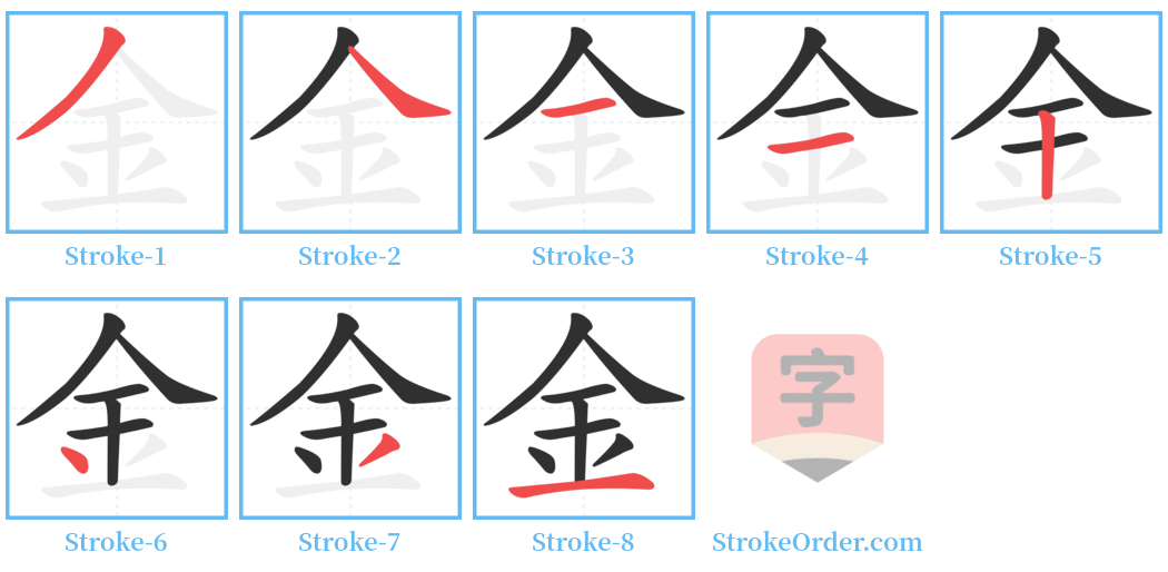 金 Stroke Order Diagrams