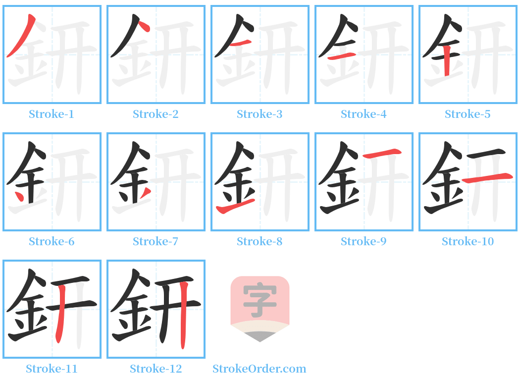 鈃 Stroke Order Diagrams