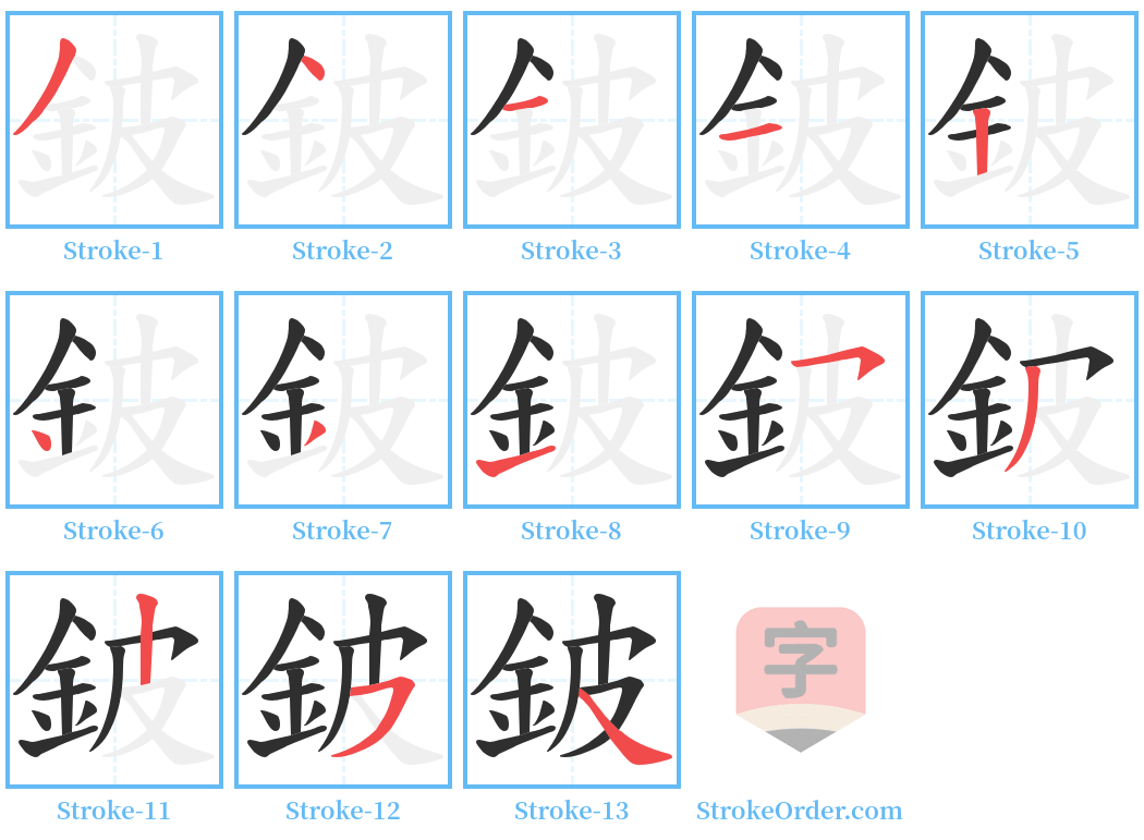 鈹 Stroke Order Diagrams