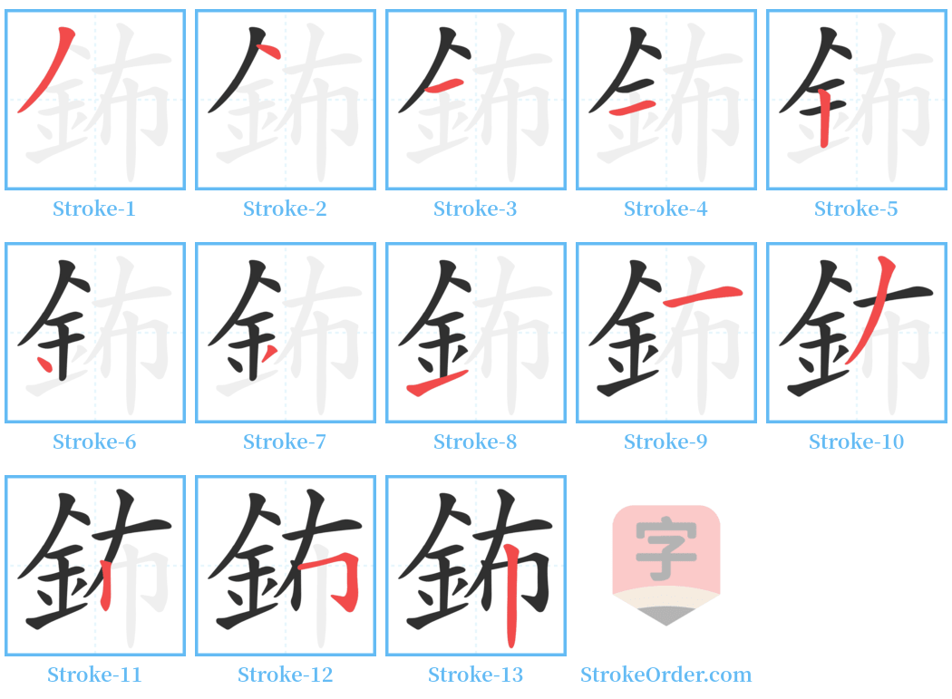 鈽 Stroke Order Diagrams