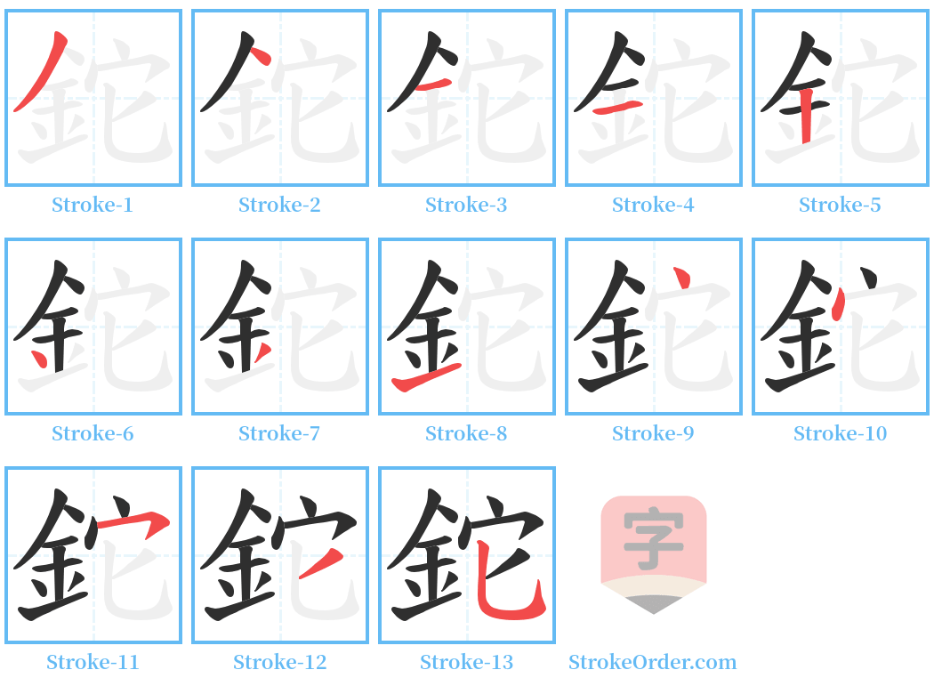 鉈 Stroke Order Diagrams