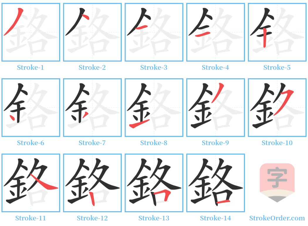 鉻 Stroke Order Diagrams