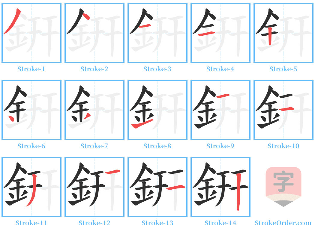 銒 Stroke Order Diagrams