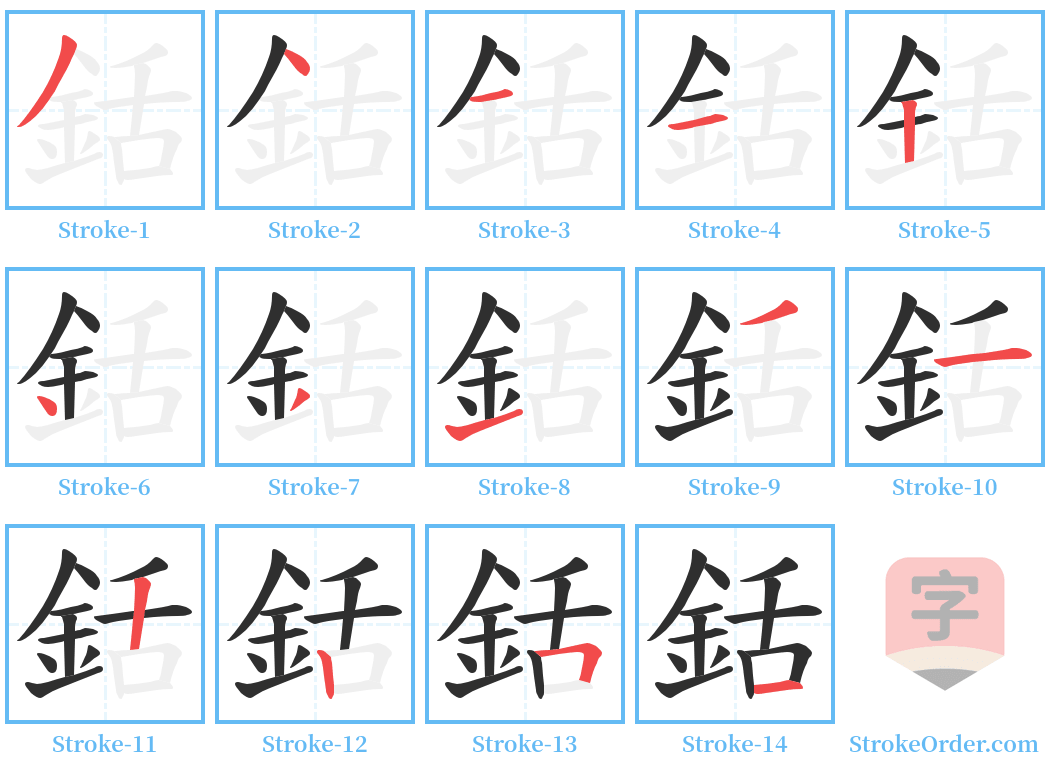 銛 Stroke Order Diagrams