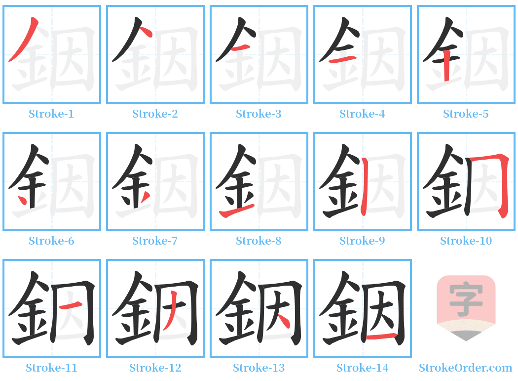 銦 Stroke Order Diagrams