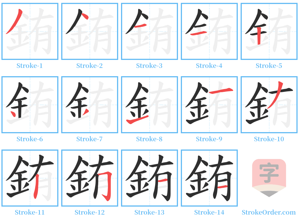 銪 Stroke Order Diagrams