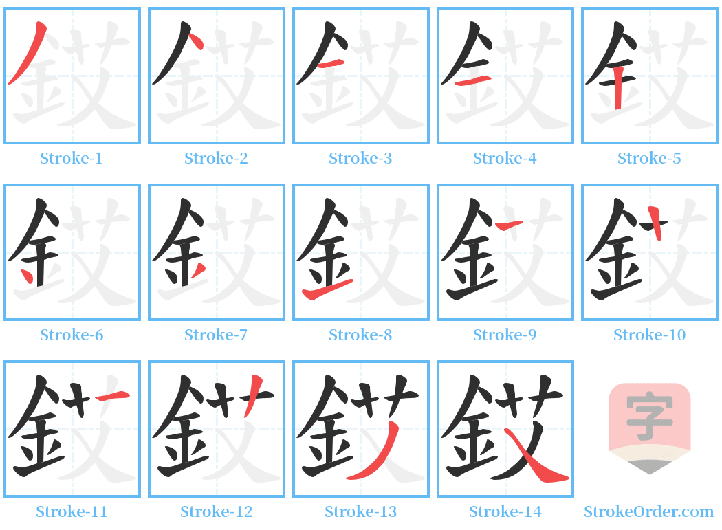 銰 Stroke Order Diagrams