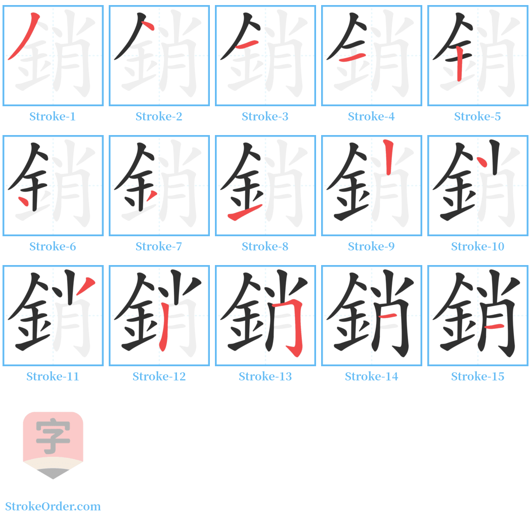 銷 Stroke Order Diagrams