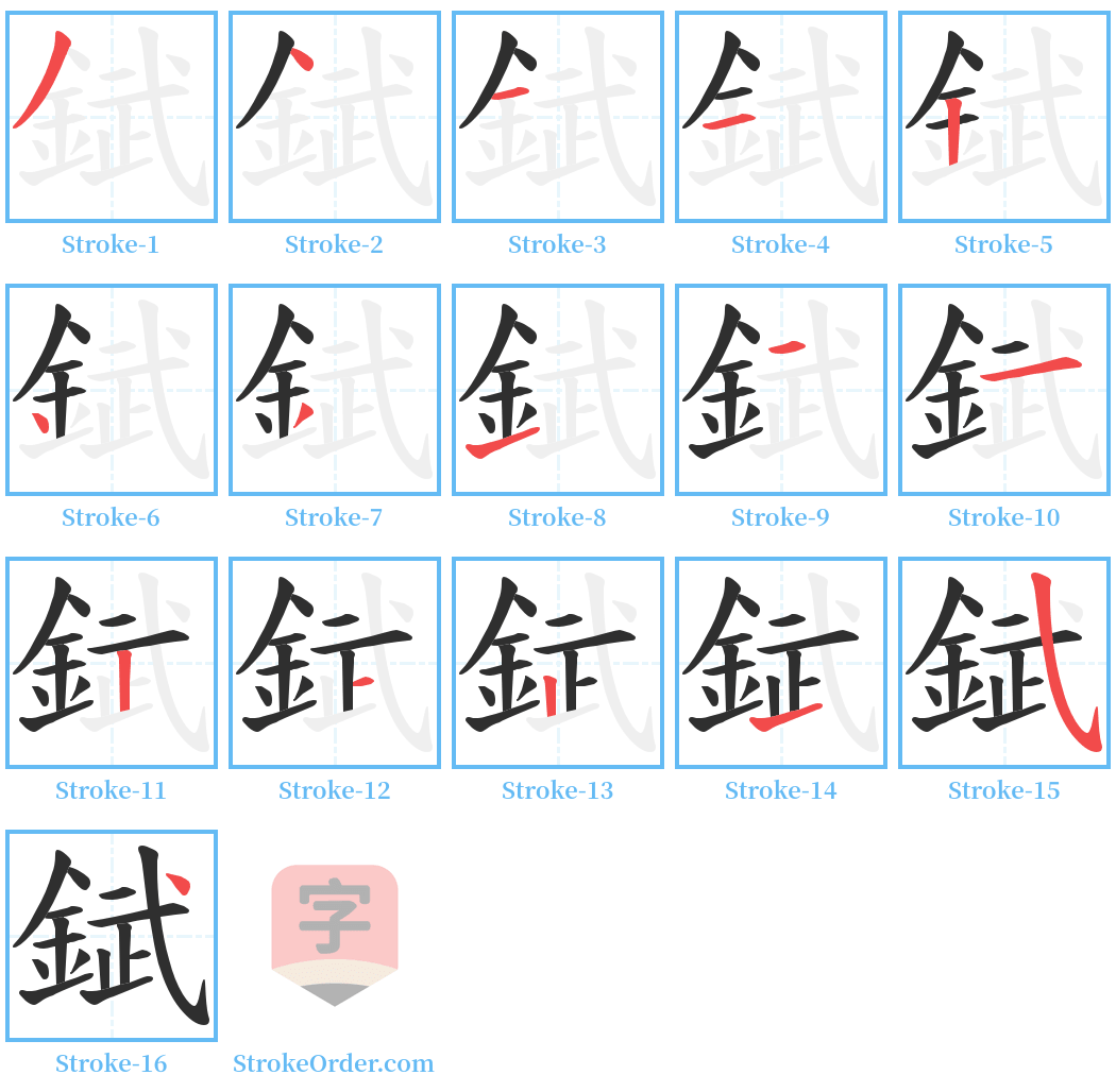 錻 Stroke Order Diagrams