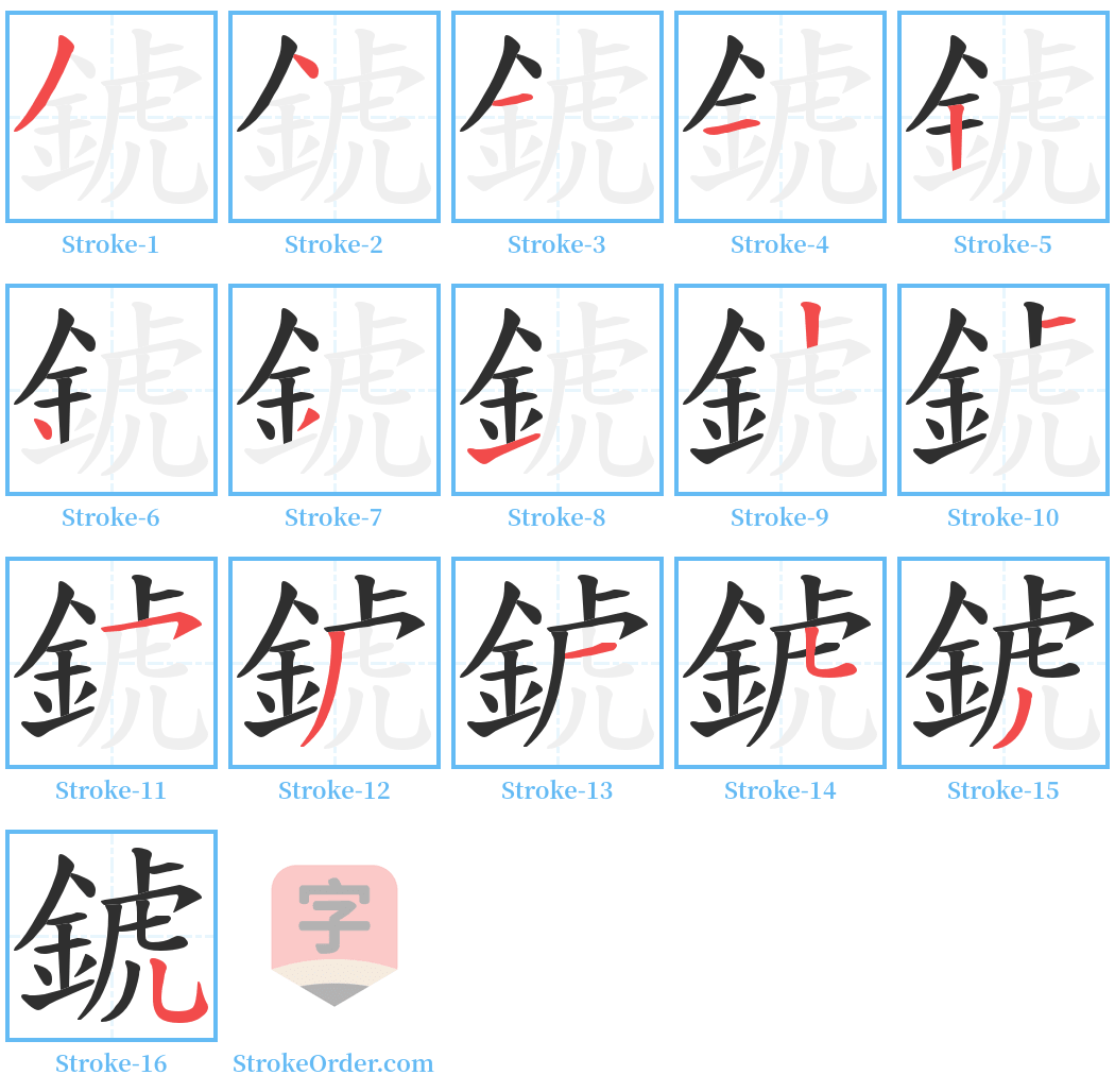 錿 Stroke Order Diagrams