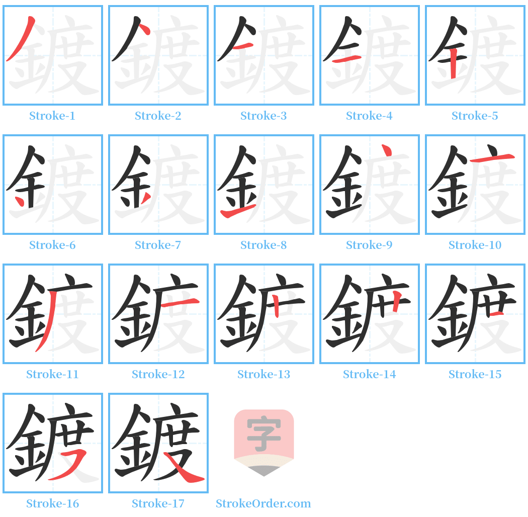 鍍 Stroke Order Diagrams