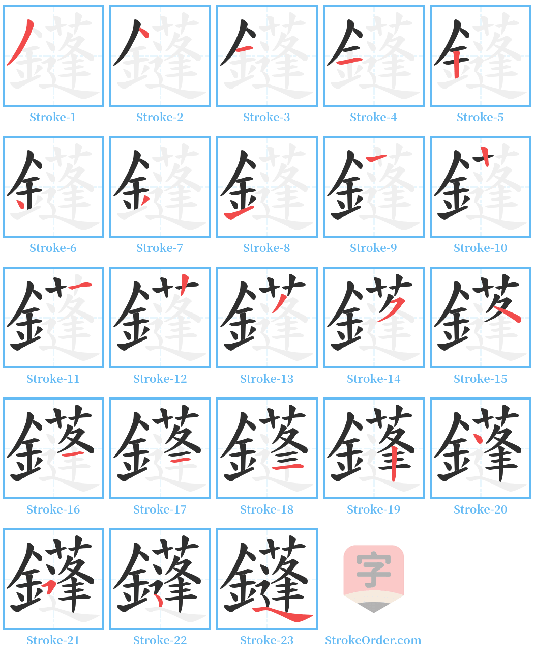 鑝 Stroke Order Diagrams