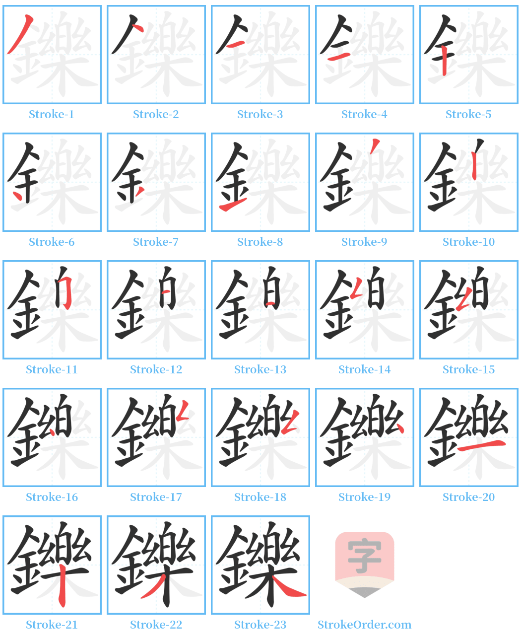 鑠 Stroke Order Diagrams