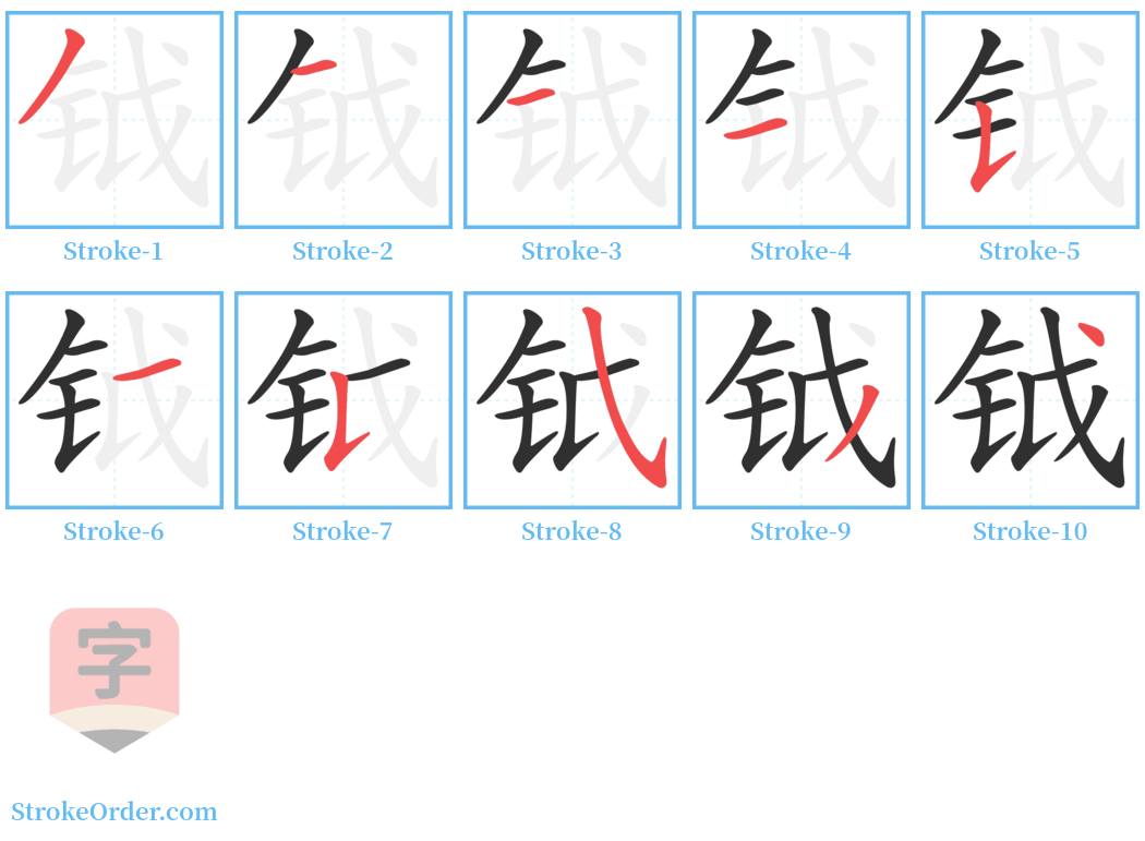 钺 Stroke Order Diagrams