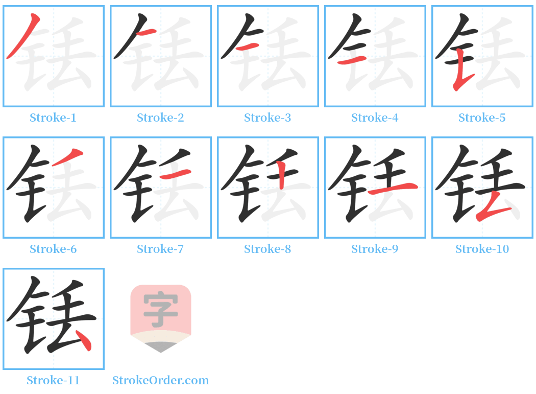 铥 Stroke Order Diagrams