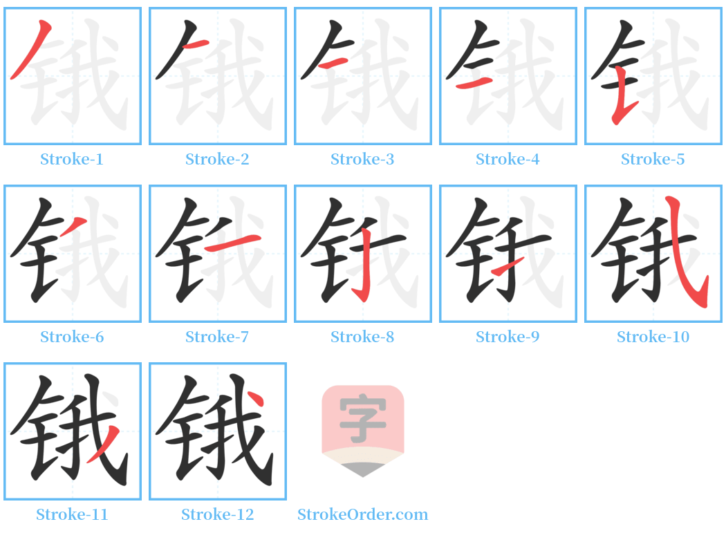 锇 Stroke Order Diagrams