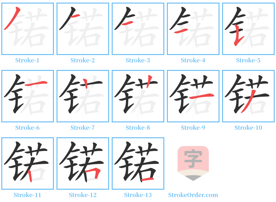 锘 Stroke Order Diagrams