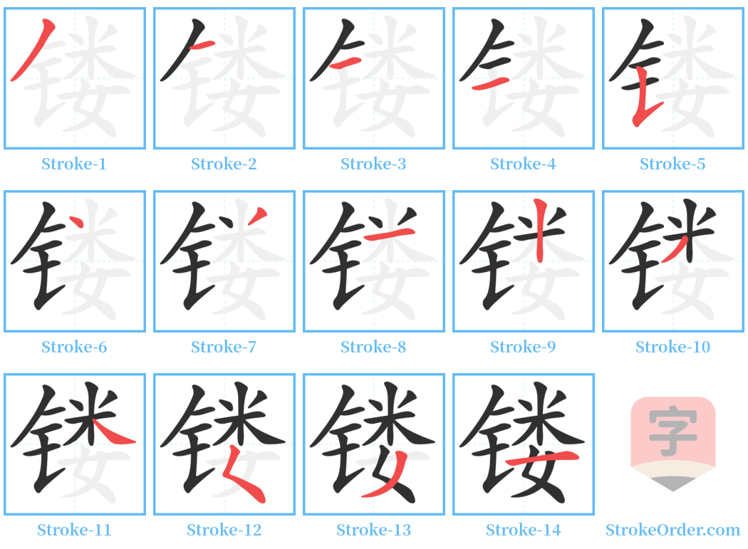 镂 Stroke Order Diagrams