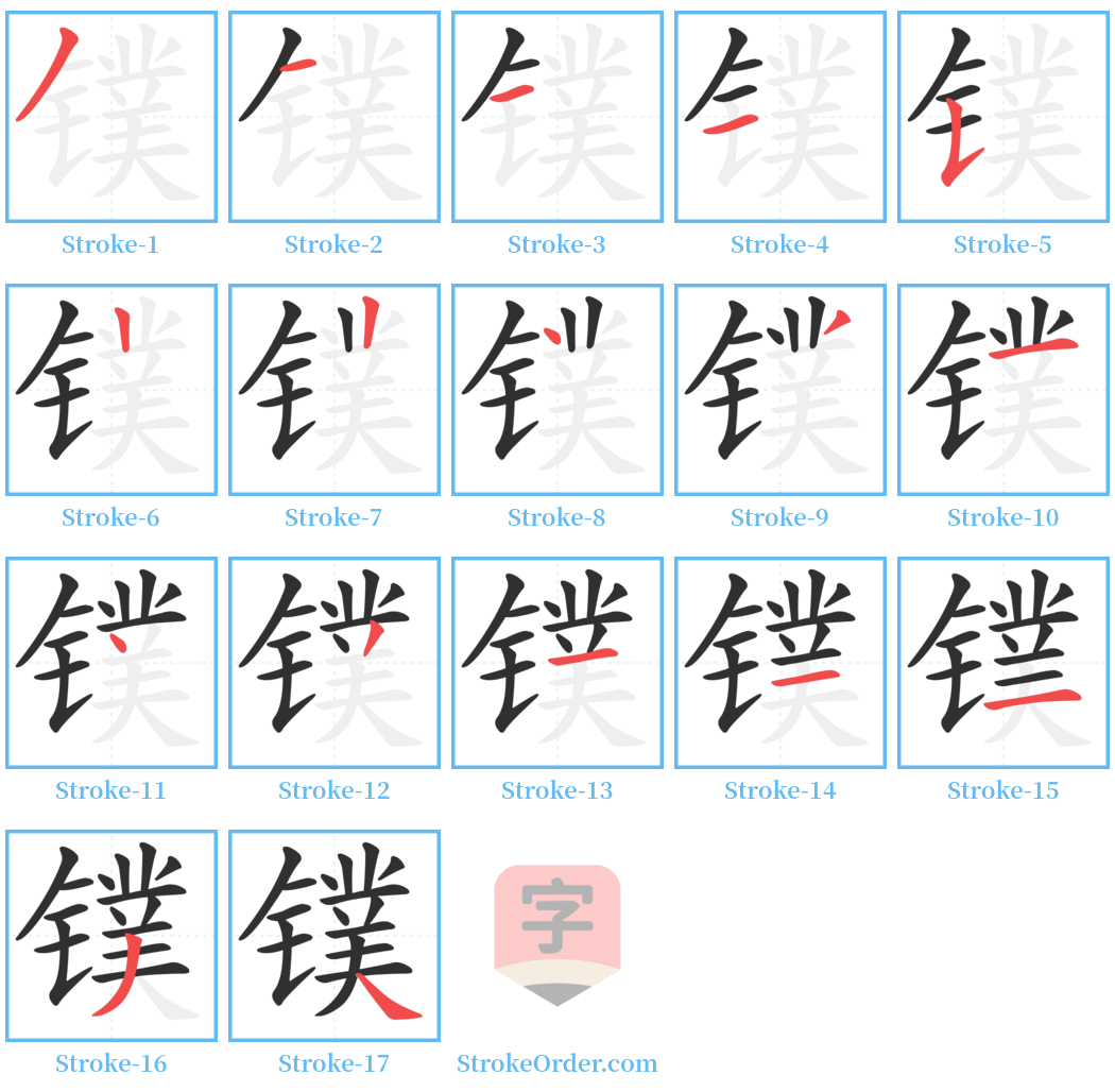 镤 Stroke Order Diagrams