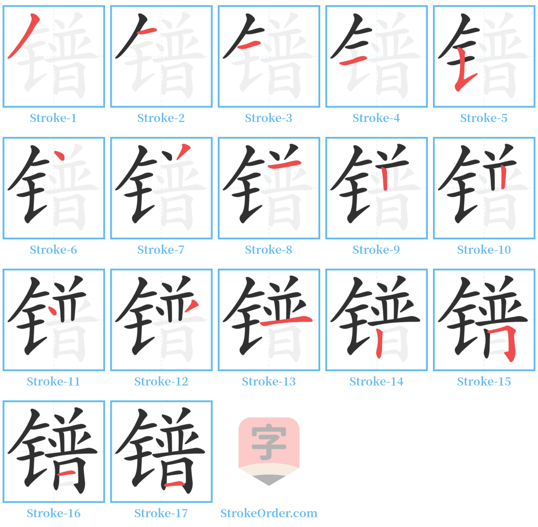 镨 Stroke Order Diagrams