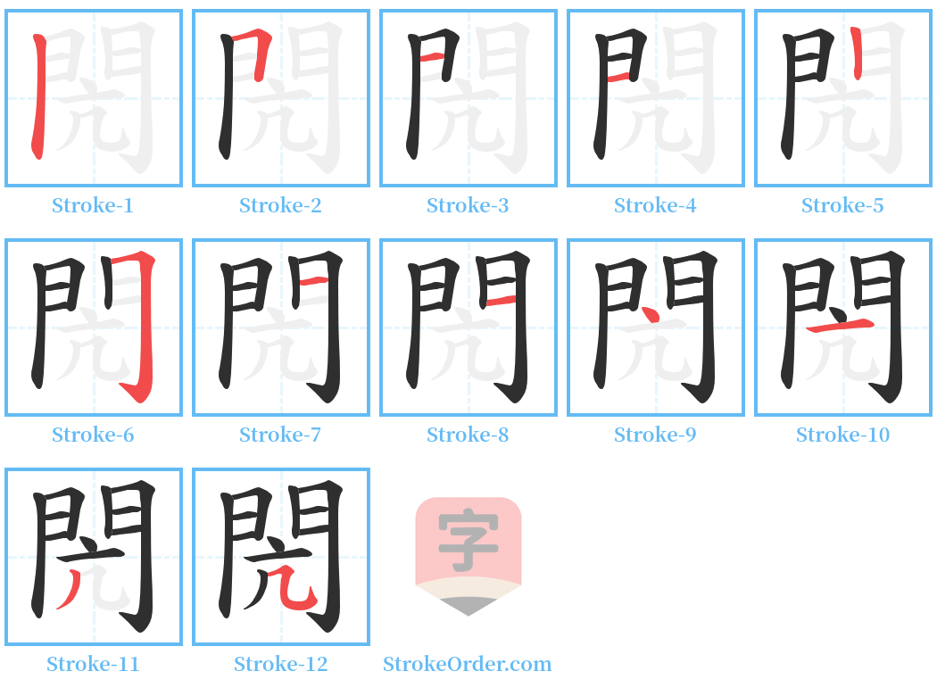 閌 Stroke Order Diagrams