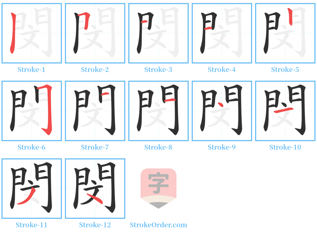 閔 Stroke Order Diagrams