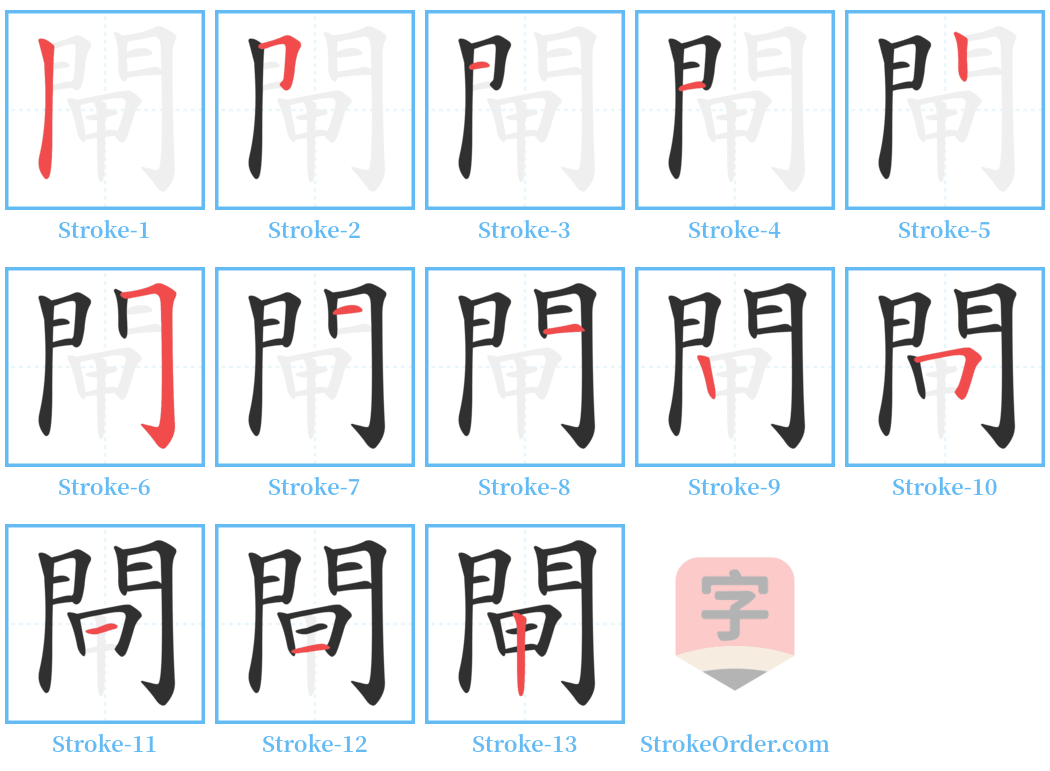 閘 Stroke Order Diagrams