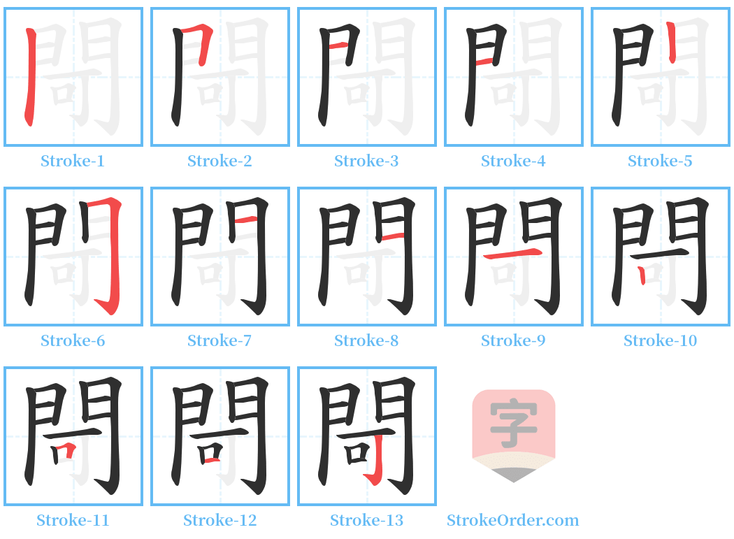 閜 Stroke Order Diagrams