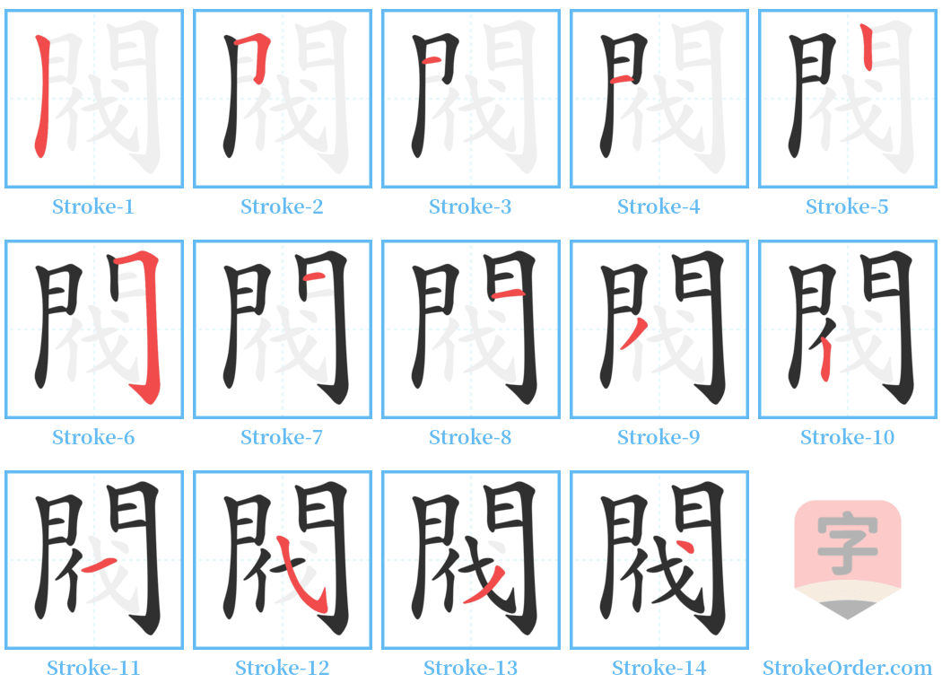 閥 Stroke Order Diagrams