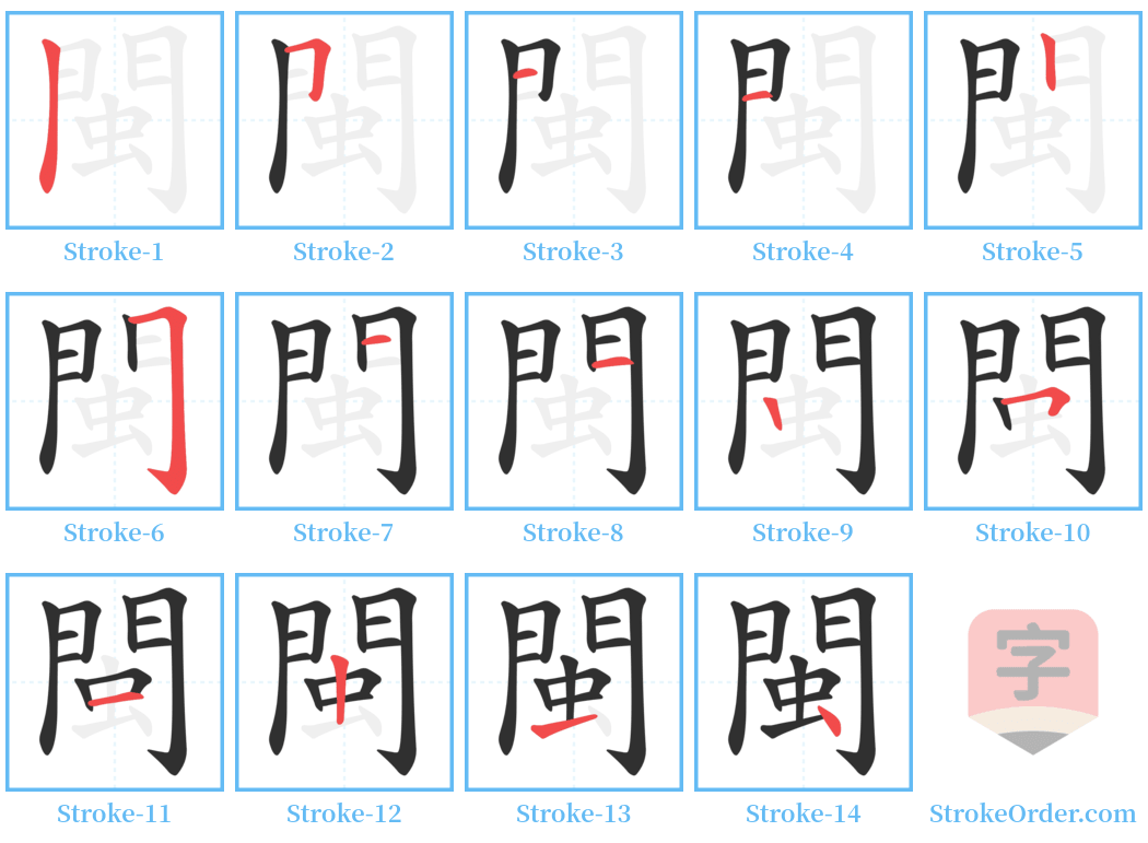 閩 Stroke Order Diagrams