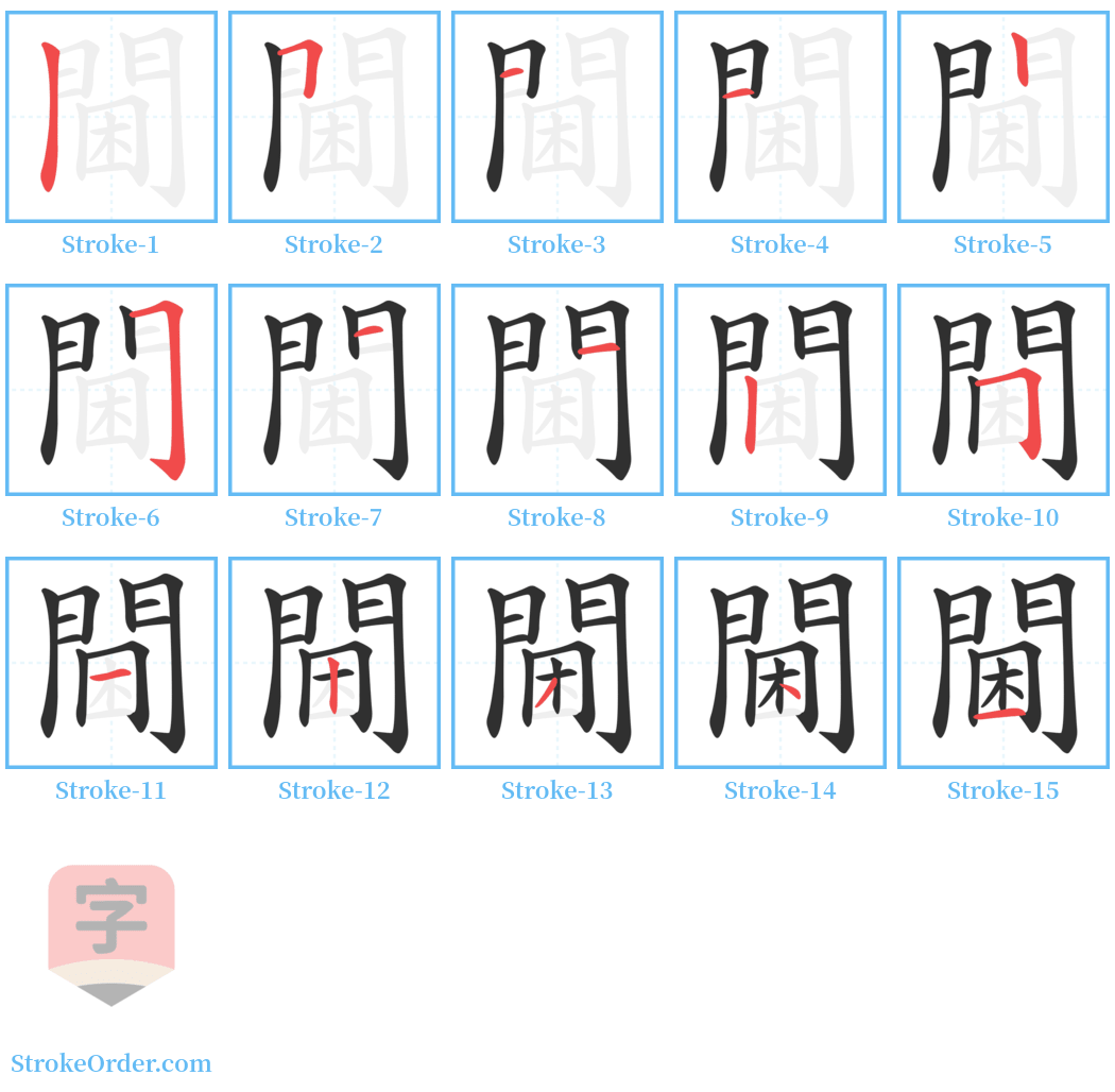 閫 Stroke Order Diagrams