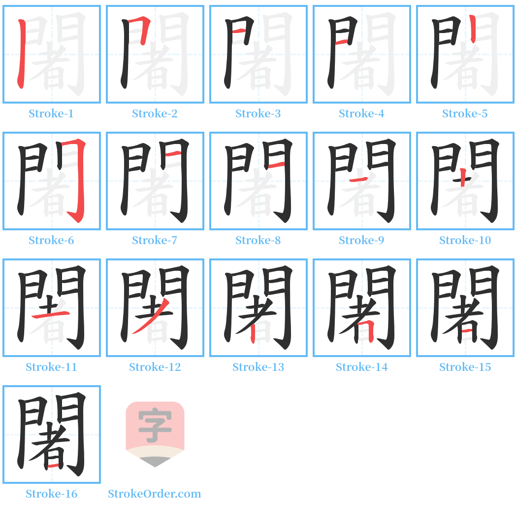 闍 Stroke Order Diagrams