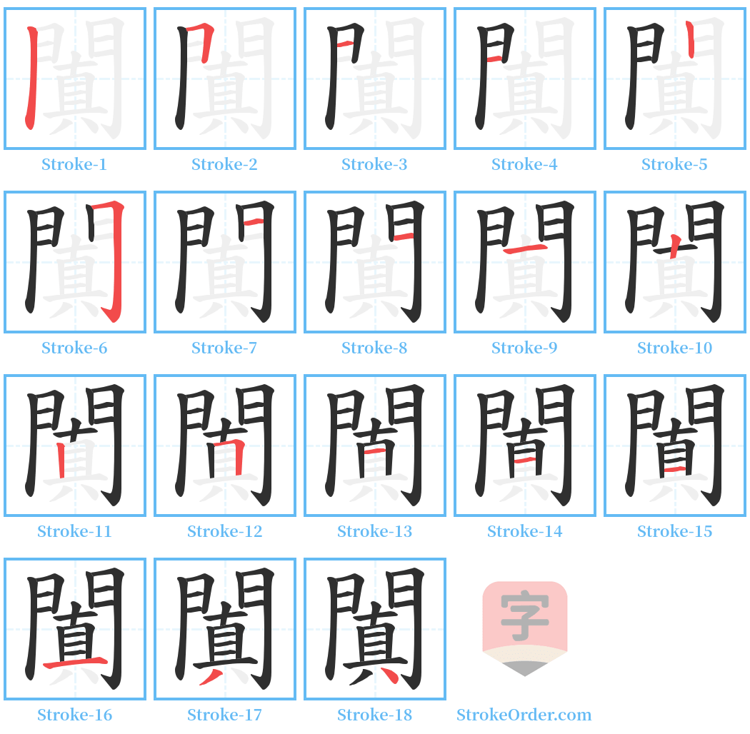 闐 Stroke Order Diagrams