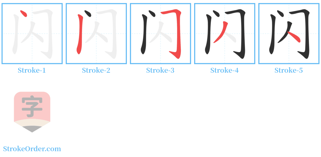 闪 Stroke Order Diagrams