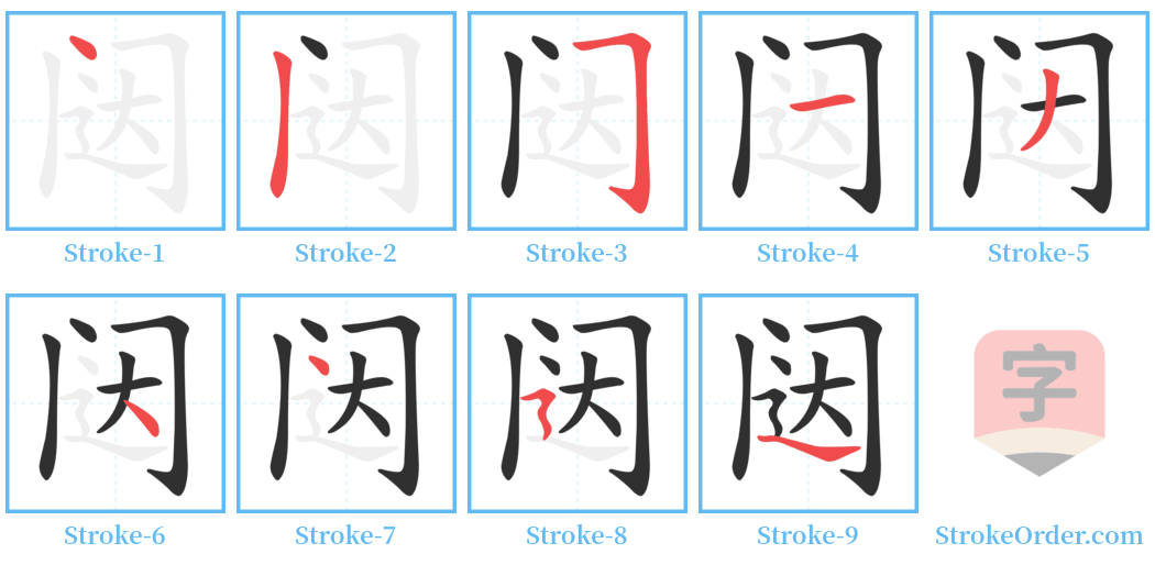 闼 Stroke Order Diagrams