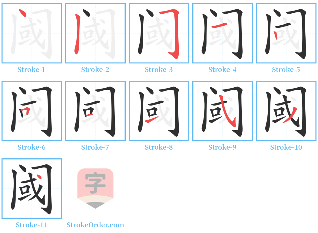 阈 Stroke Order Diagrams