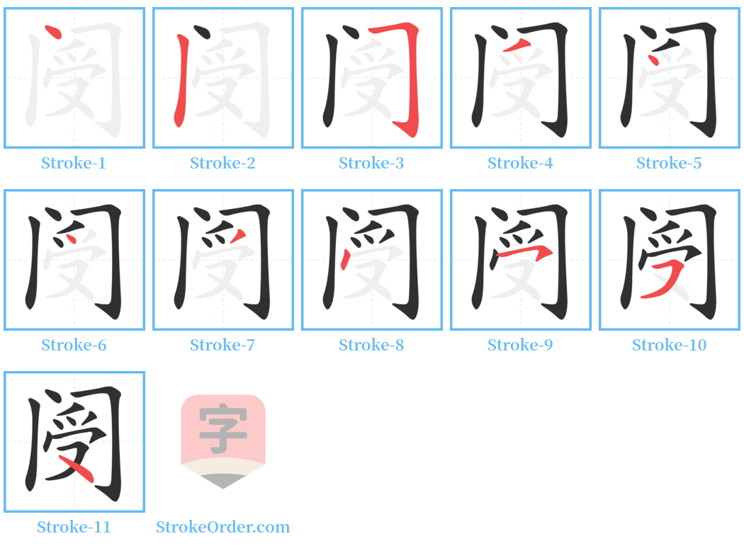 阌 Stroke Order Diagrams