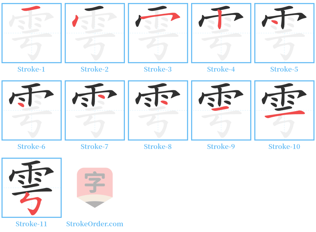 雩 Stroke Order Diagrams