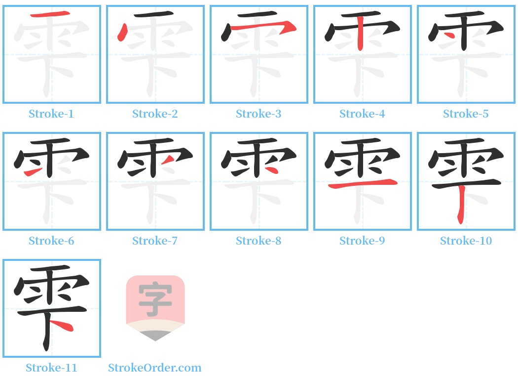 雫 Stroke Order Diagrams