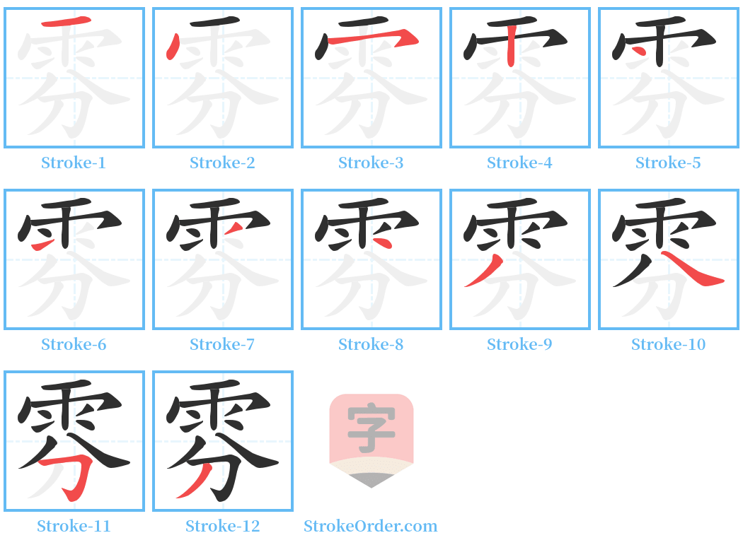 雰 Stroke Order Diagrams